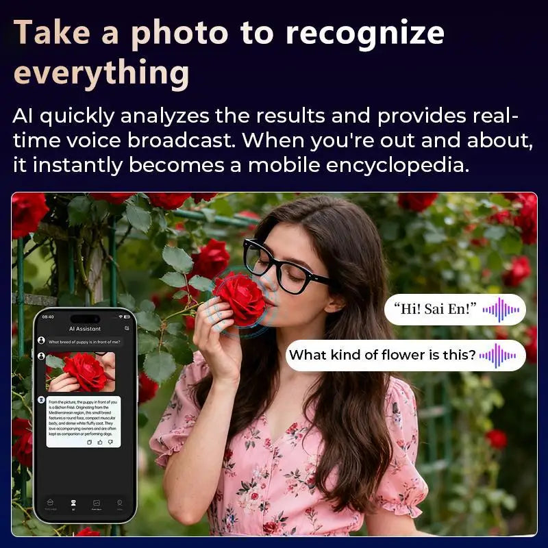 Multifunctional Smart AI Camera Glasses with 8MP 140+ Languages Real-Time Translation Bluetooth Music 1080P Video Recording